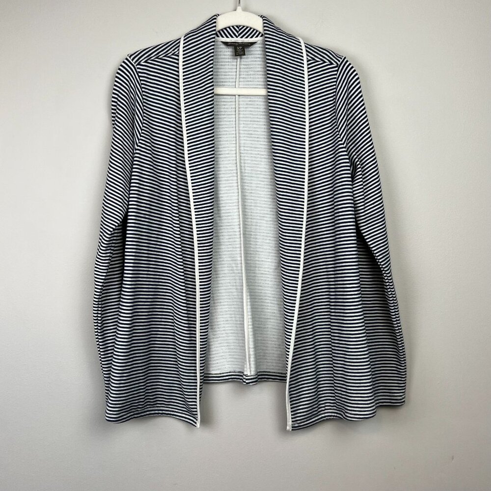 Tommy Bahama Women's Harbor Striped Cardigan Knit Jacket Blazer Blue Size Sm